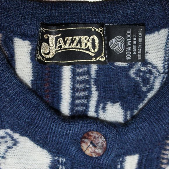 Vintage Jazzbo Coogi Wool New Zealand Sheep Kiwi Button Cardigan Sweater Men's L - Picture 3 of 16